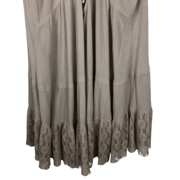 Umgee Women’s Nude Spaghetti Strap Ruffle Tiered Lace Hem Mini Bohemian Dress - Picture 9 of 14